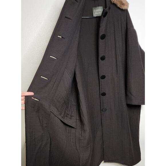 Lanvin 2006 River Collection Castor Beaver Collar Wool Blend Coat 40 - Picture 10 of 15